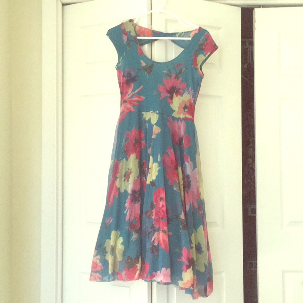 Weston Wear  dress M 8-10 turquoise/ flower print